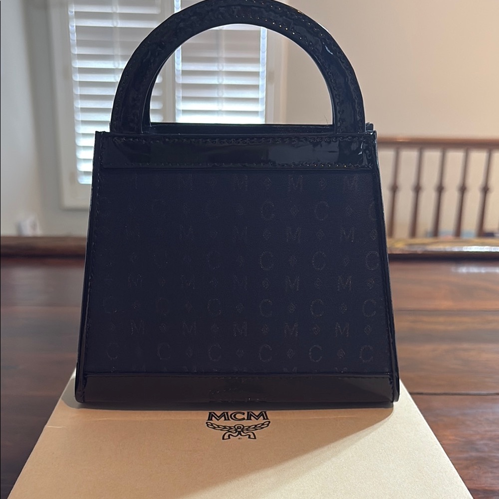 MCM Vintage Mini Top Handle Bag Navy